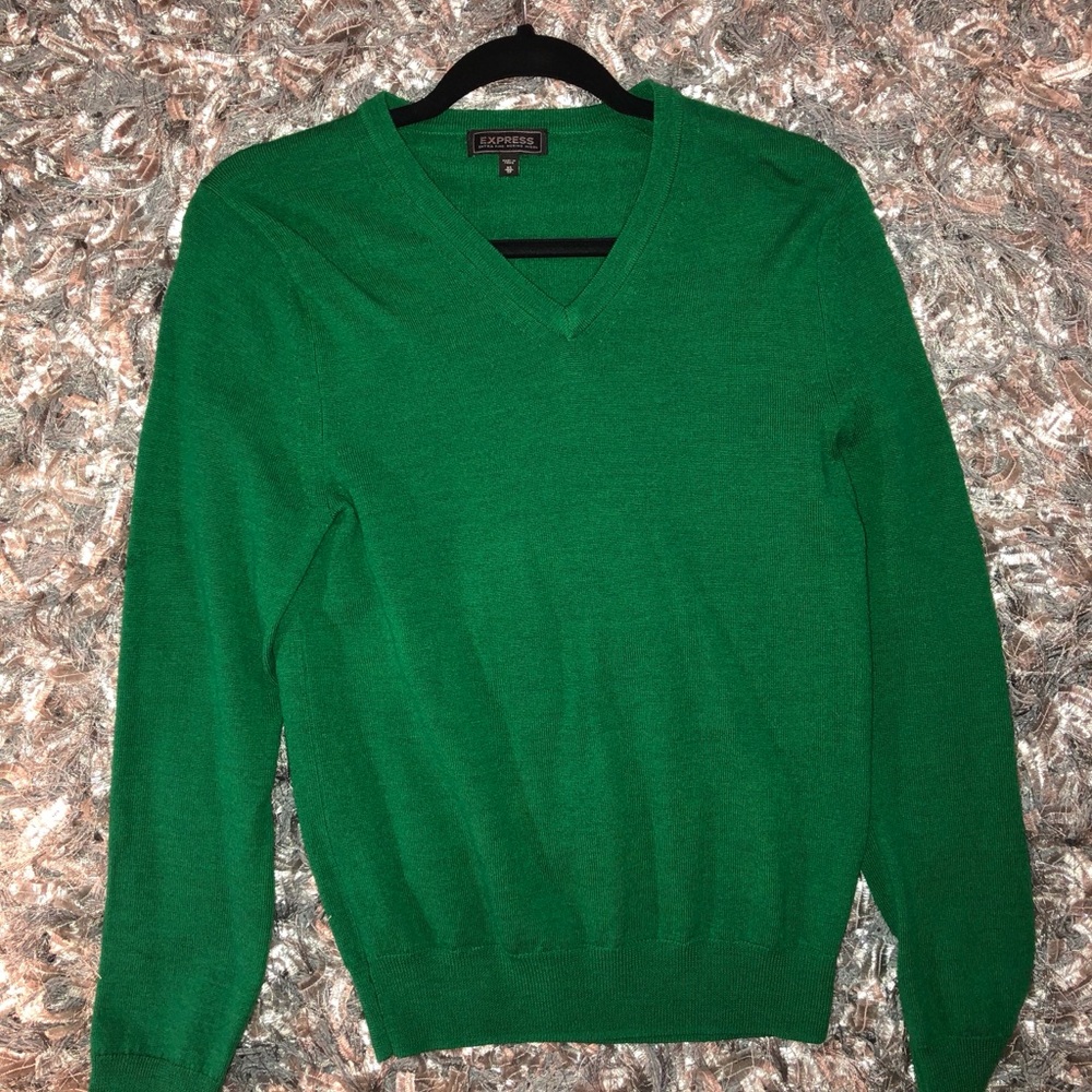 Express Extra Fine Merino Wool Green Sweater